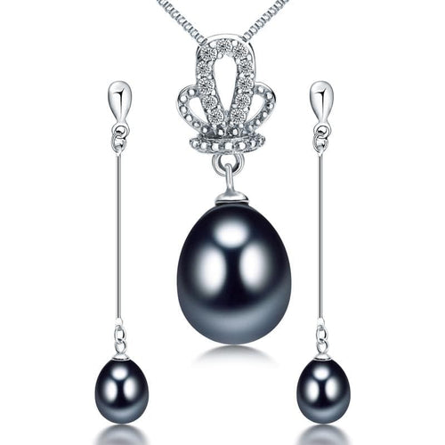 DAINASHI Women's Fine Fashion Linear Crown Design Genuine Pearl Jewelry Set - Divine Inspiration Styles