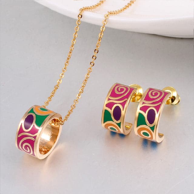 CCL Women's Fashion Genuine Elegant Enamel 2PCS Jewelry Set - Divine Inspiration Styles
