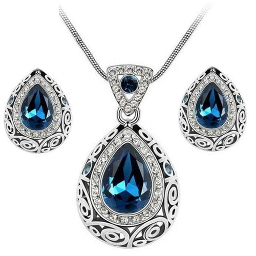 MISS LADY Women's Fashion Colorful Rhinestone Crystal Vintage Antique Jewelry Set - Divine Inspiration Styles