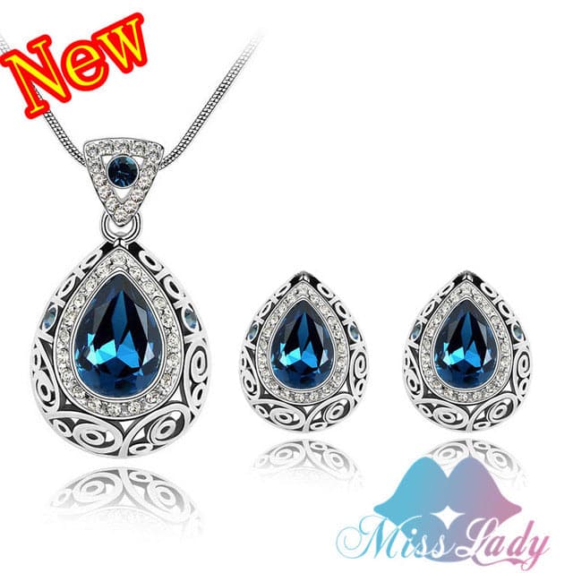 MISS LADY Women's Fashion Colorful Rhinestone Crystal Vintage Antique Jewelry Set - Divine Inspiration Styles