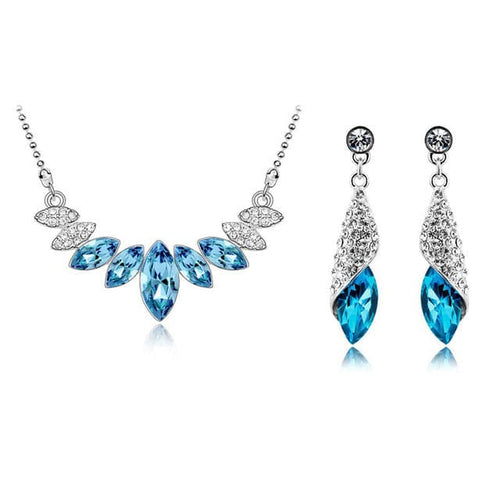 STALAIT Women's Fashion Colorful Crystals Silver Rhinestones Jewelry Set - Divine Inspiration Styles