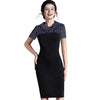NICE FOREVER Women's Fashion Classic Elegant Patchwork Sheath Dress - Divine Inspiration Styles