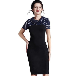 NICE FOREVER Women's Fashion Classic Elegant Patchwork Sheath Dress - Divine Inspiration Styles