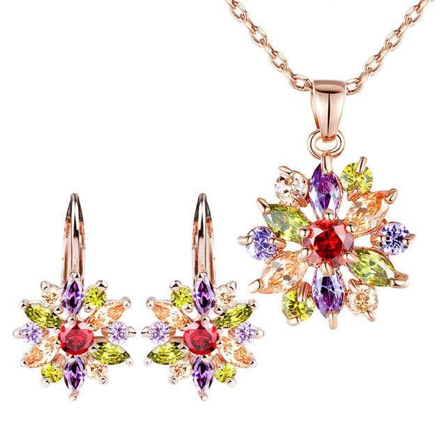 BETHANY Women's Fine Fashion Luxury Rose Gold Multi-Color Jewelry Set - Divine Inspiration Styles