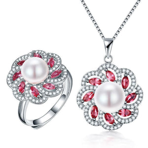 DAINASHI Women's Fine Fashion Floral Swirl Genuine Pearl Jewelry Set - Divine Inspiration Styles