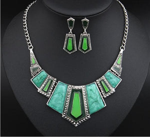 ELFERY Women's Fashion Bold Vintage Antique Enamel 2PCS Jewelry Set - Divine Inspiration Styles