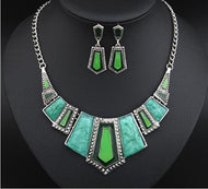 ELFERY Women's Fashion Bold Vintage Antique Enamel 2PCS Jewelry Set - Divine Inspiration Styles