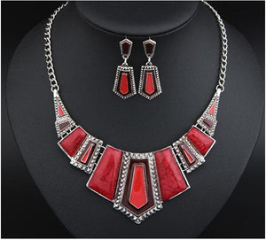 ELFERY Women's Fashion Bold Vintage Antique Enamel 2PCS Jewelry Set - Divine Inspiration Styles