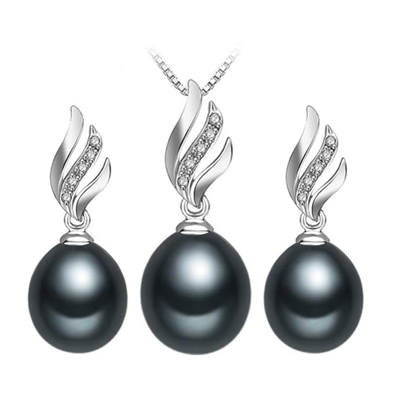 FENASY Women's Genuine Freshwater Natural Black Pearl Jewelry Set - Divine Inspiration Styles