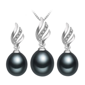 FENASY Women's Genuine Freshwater Natural Black Pearl Jewelry Set - Divine Inspiration Styles