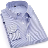 QISHA Men's Business Casual Long Sleeves Stripes Dress Shirt - Divine Inspiration Styles