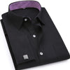 QISHA Men's Long Sleeves Dress Shirt with French Cufflinks Included - Divine Inspiration Styles