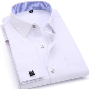 QISHA Men's Long Sleeves Dress Shirt with French Cufflinks Included - Divine Inspiration Styles