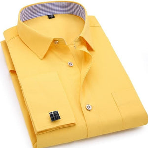 QISHA Men's Long Sleeves Dress Shirt with French Cufflinks Included - Divine Inspiration Styles