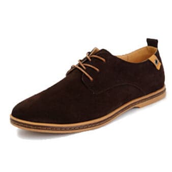 casual male dress shoes ZXQ Men's Genuine Suede Leather Black Business Casual Dress Shoes Brown / 6
