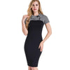 NICE FOREVER Women's Fashion Classic Elegant Patchwork Sheath Dress - Divine Inspiration Styles
