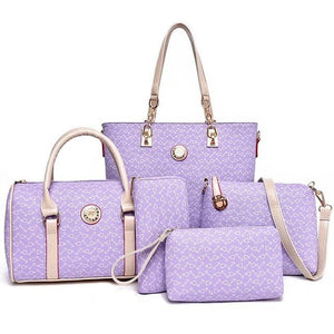 MIWIND Women's Fashion Genuine Leather Vacation Travel Pack 5PCS Bag Set - Divine Inspiration Styles
