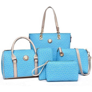 MIWIND Women's Fashion Genuine Leather Vacation Travel Pack 5PCS Bag Set - Divine Inspiration Styles
