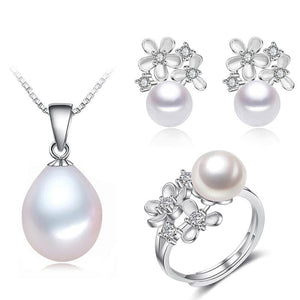 YOUNOBLE Women's Flower Petals Genuine Natural Real Freshwater Pearl Jewelry Set - Divine Inspiration Styles