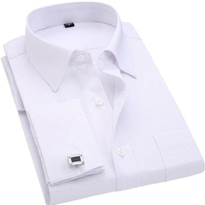 QISHA Men's Long Sleeves Business Dress Shirt with French Cufflinks Included - Divine Inspiration Styles