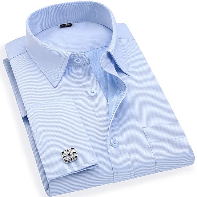 QISHA Men's Long Sleeves Business Dress Shirt with French Cufflinks Included - Divine Inspiration Styles