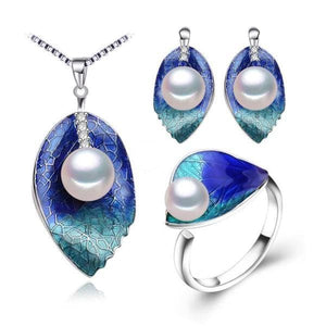 FENASY Women's Genuine Natural Freshwater Pearl Leaf of Love Jewelry Set - Divine Inspiration Styles