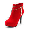 EMAYER Women's Fine Fashion Zipper Design & Rhinestone Ankle Boot Shoes - Divine Inspiration Styles
