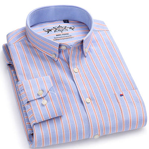 MANFASHION Men's Premium Quality Long Sleeves Plaid Stripes Business Dress Shirt - Divine Inspiration Styles