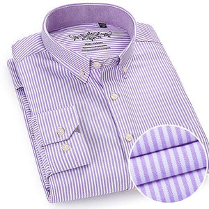 MANFASHION Men's Premium Quality Long Sleeves Plaid Stripes Business Dress Shirt - Divine Inspiration Styles