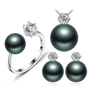 FENASY Women's Genuine Natural Freshwater Black Pearl Jewelry Set - Divine Inspiration Styles