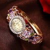 LVPAI Women's Luxury Purple Gold Pink & Blue Vintage Floral Crystal Bracelet Watch - Divine Inspiration Styles