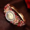 LVPAI Women's Luxury Purple Gold Pink & Blue Vintage Floral Crystal Bracelet Watch - Divine Inspiration Styles