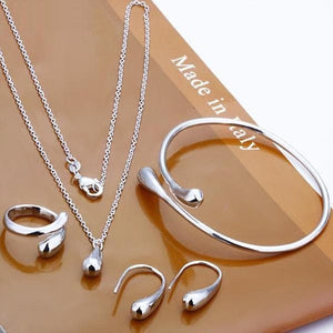 GMEGIL Women's Luxury Fine Fashion Silver Water Drop Jewelry Set - Divine Inspiration Styles