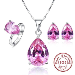 JQUEEN Women's Genuine Natural Pink Topaz 3PCS Jewelry Set - Divine Inspiration Styles