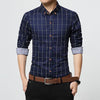 LANGBEEYAR Men's Business Casual Fashion 3/4 Long Sleeves Plaid Dress Shirt - Divine Inspiration Styles
