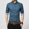 LANGBEEYAR Men's Business Casual Fashion 3/4 Long Sleeves Plaid Dress Shirt - Divine Inspiration Styles