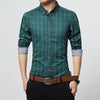 LANGBEEYAR Men's Business Casual Fashion 3/4 Long Sleeves Plaid Dress Shirt - Divine Inspiration Styles