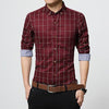 LANGBEEYAR Men's Business Casual Fashion 3/4 Long Sleeves Plaid Dress Shirt - Divine Inspiration Styles