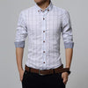 LANGBEEYAR Men's Business Casual Fashion 3/4 Long Sleeves Plaid Dress Shirt - Divine Inspiration Styles