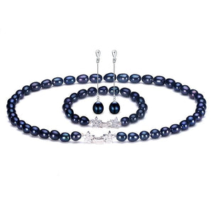 HENRIETTA Women's Luxury Fine Fashion Genuine Black Pearl Jewelry Set - Divine Inspiration Styles