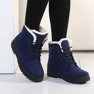 JIASHA Women's Fashion Genuine Leather Plush Fur Ankle Boots - Divine Inspiration Styles