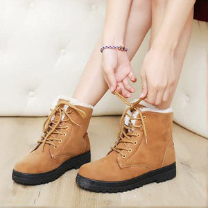 JIASHA Women's Fashion Genuine Leather Plush Fur Ankle Boots - Divine Inspiration Styles