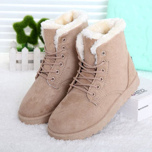 JIASHA Women's Fashion Genuine Leather Plush Fur Ankle Boots - Divine Inspiration Styles