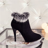 MEOTINA Women's Fashion Stylish Fashion High Heels Plush Fur Ankle Boots - Divine Inspiration Styles
