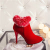 MEOTINA Women's Fashion Stylish Fashion High Heels Plush Fur Ankle Boots - Divine Inspiration Styles