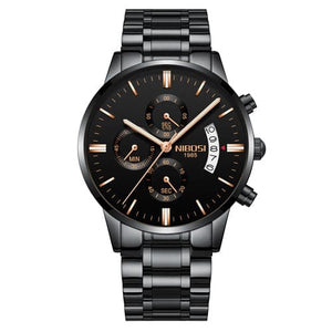 NIBOSI Men's Fine Fashion Premium Top Quality Triple Dial Stainless Steel Watch - Divine Inspiration Styles
