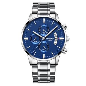 NIBOSI Men's Fine Fashion Premium Top Quality Triple Dial Stainless Steel Watch - Divine Inspiration Styles