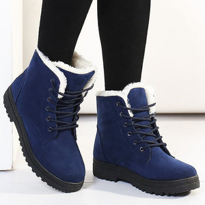 JIASHA Women's Fashion Genuine Leather Plush Fur Ankle Boots - Divine Inspiration Styles