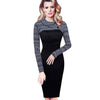 NICE FOREVER Women's Fashion Classic Elegant Patchwork Sheath Dress - Divine Inspiration Styles
