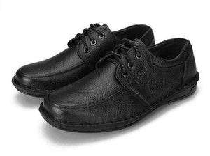 ZJN Men's Genuine Leather Black & Brown Business Dress Shoes - Divine Inspiration Styles